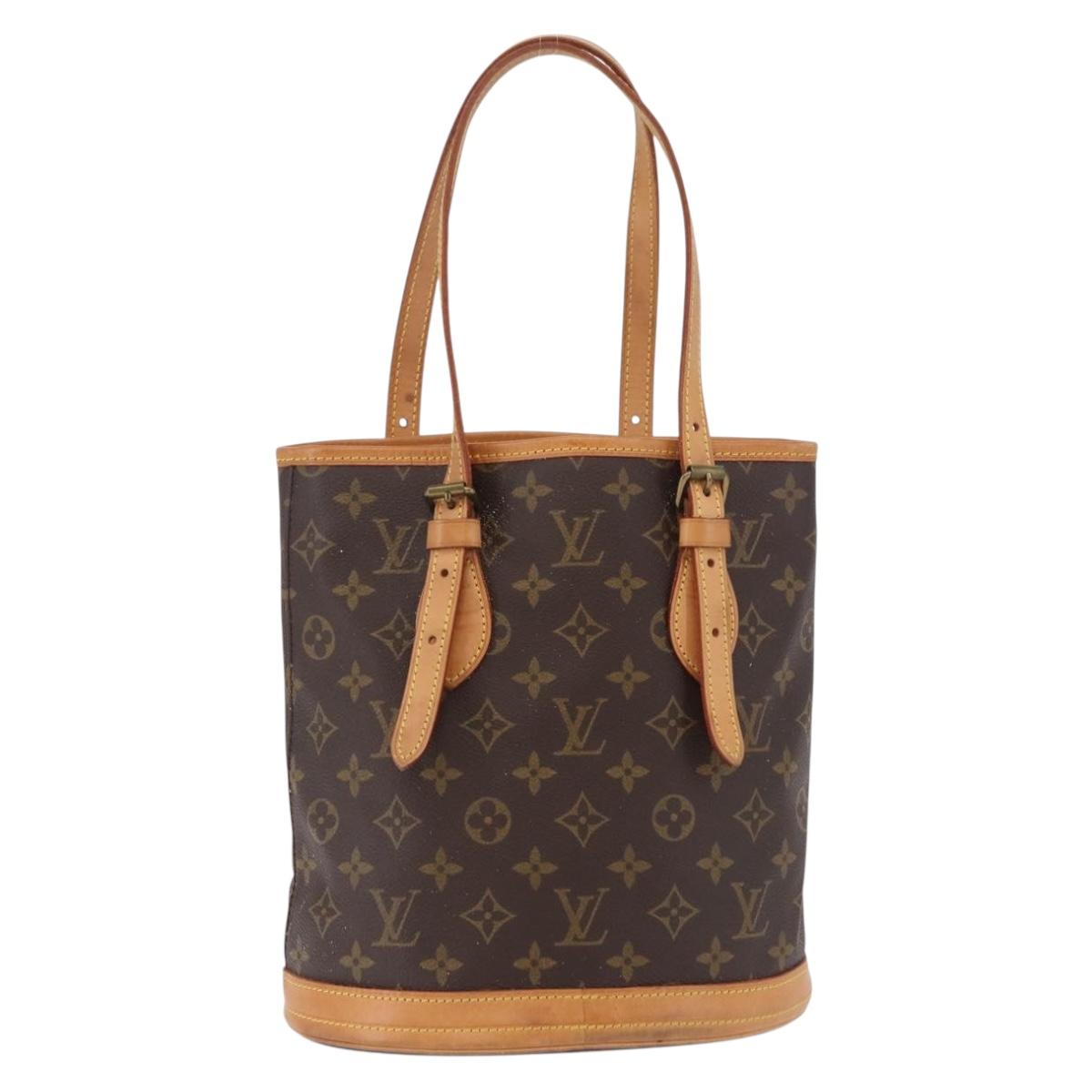 LOUIS VUITTON Monogram Bucket PM Shoulder Bag M42238 LV Auth bs36252