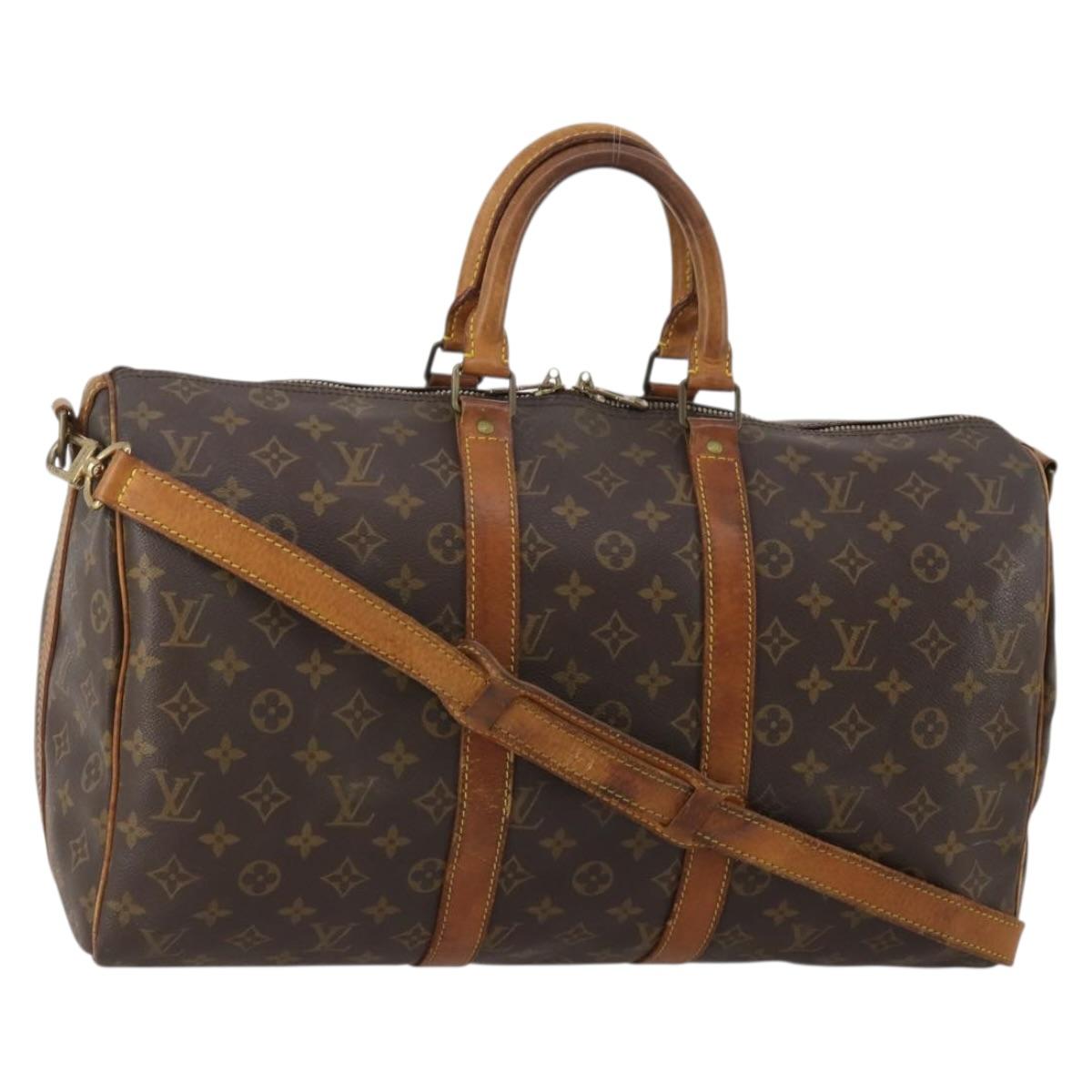 LOUIS VUITTON Monogram Keepall Bandouliere 45 Boston Bag M41418 LV Auth bs36253