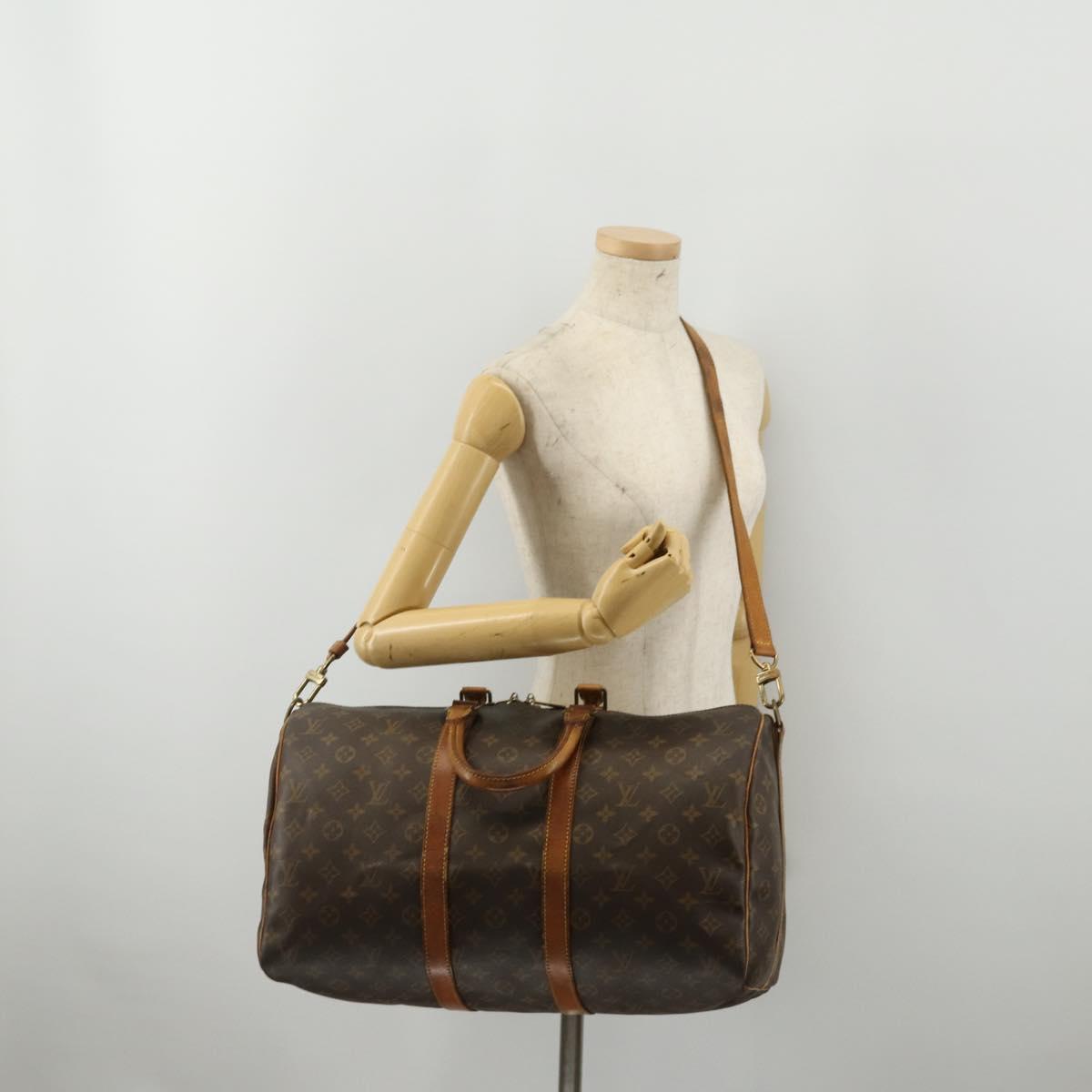 LOUIS VUITTON Monogram Keepall Bandouliere 45 Boston Bag M41418 LV Auth bs36253
