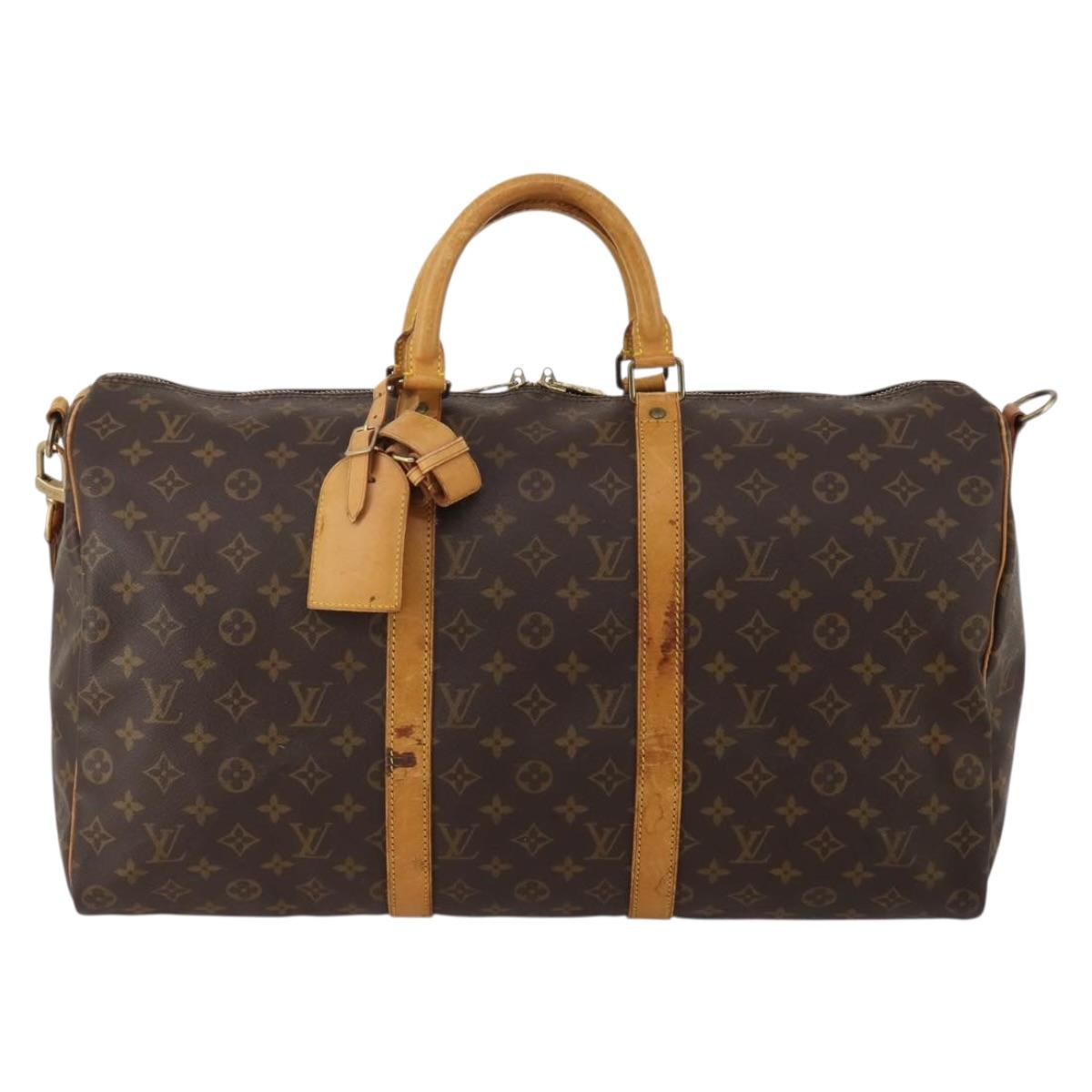 LOUIS VUITTON Monogram Keepall Bandouliere 50 Boston Bag M41416 LV Auth bs36255