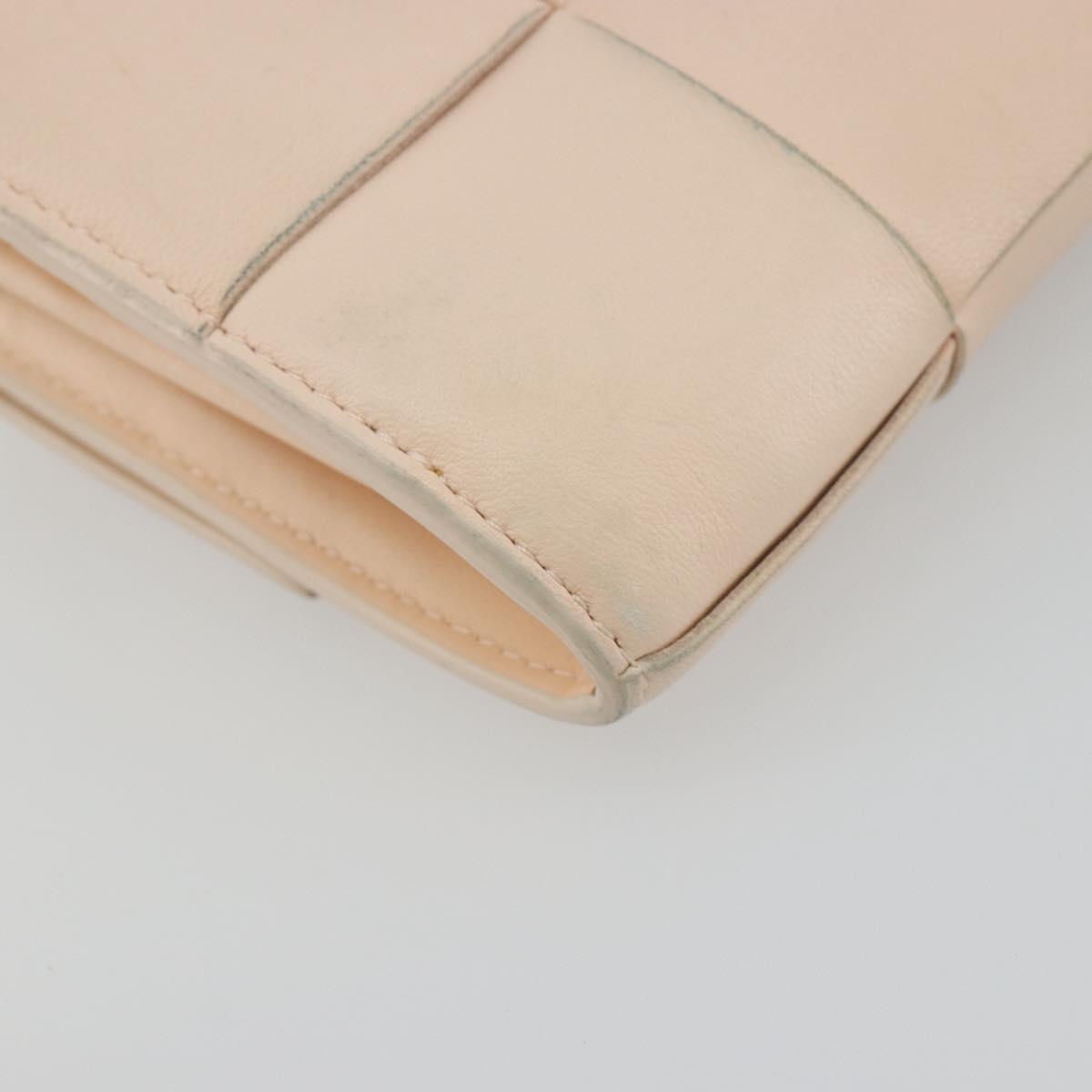 BOTTEGA VENETA MAXI INTRECCIATO Cassette Wallet Leather Beige Gold Auth bs36262