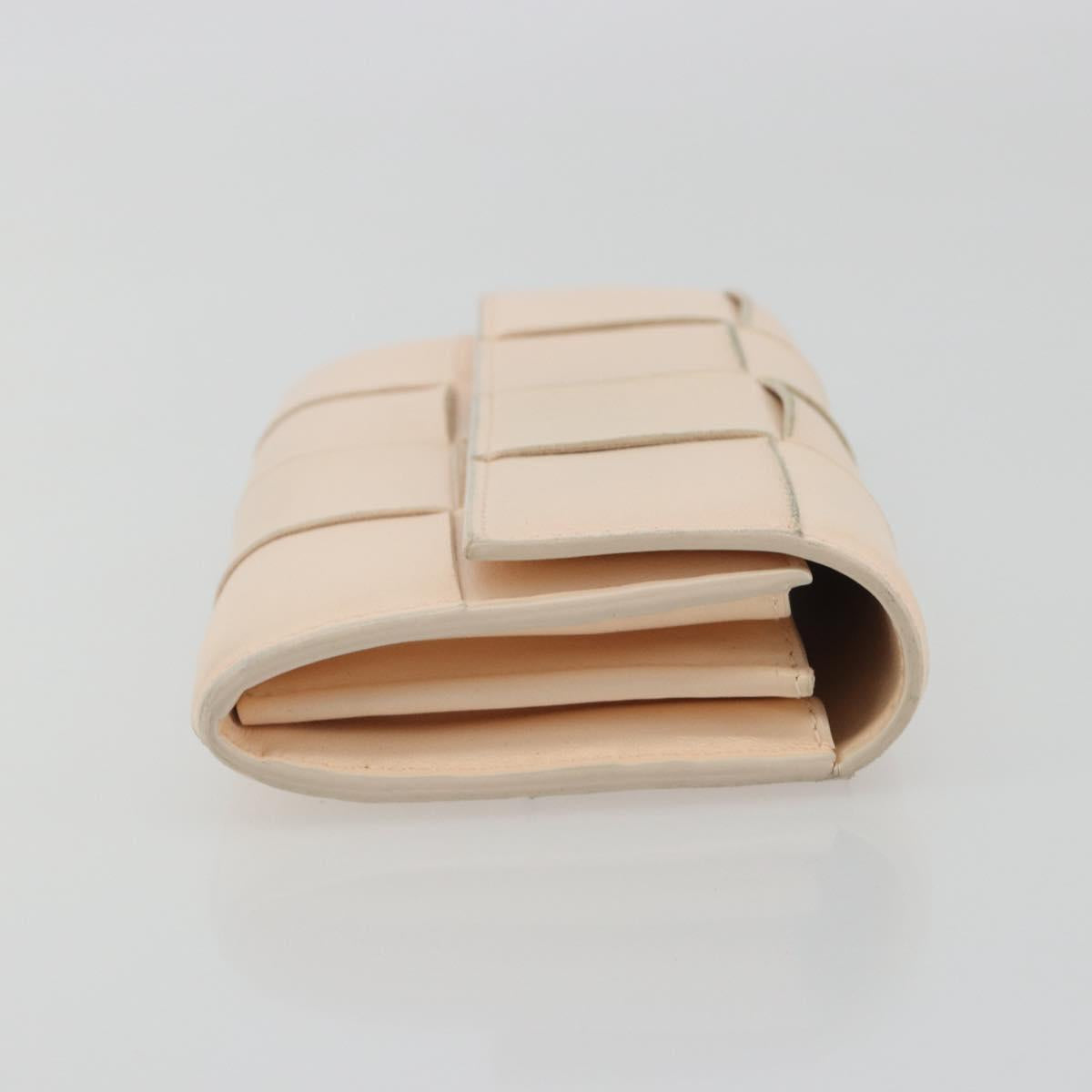 BOTTEGA VENETA MAXI INTRECCIATO Cassette Wallet Leather Beige Gold Auth bs36262