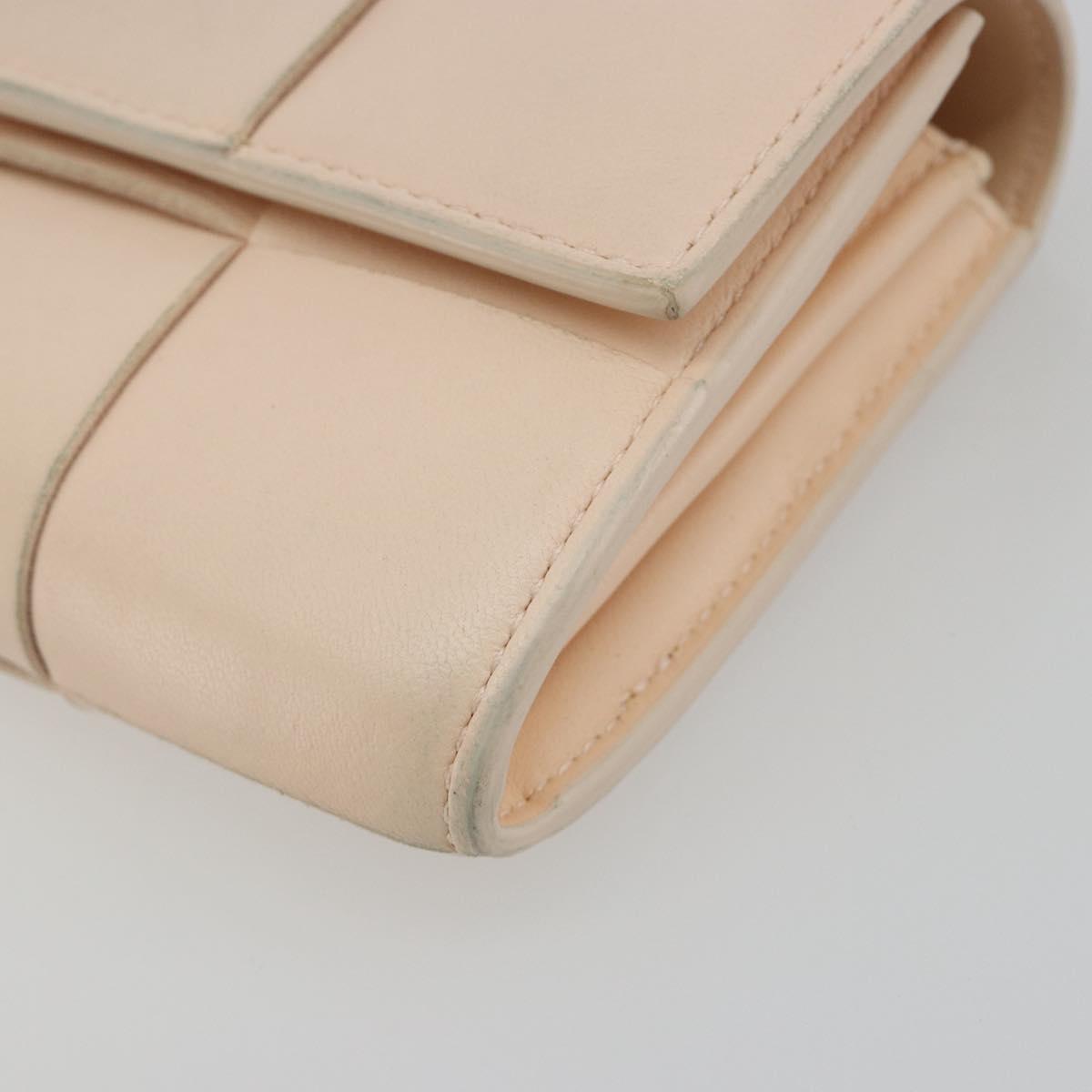 BOTTEGA VENETA MAXI INTRECCIATO Cassette Wallet Leather Beige Gold Auth bs36262