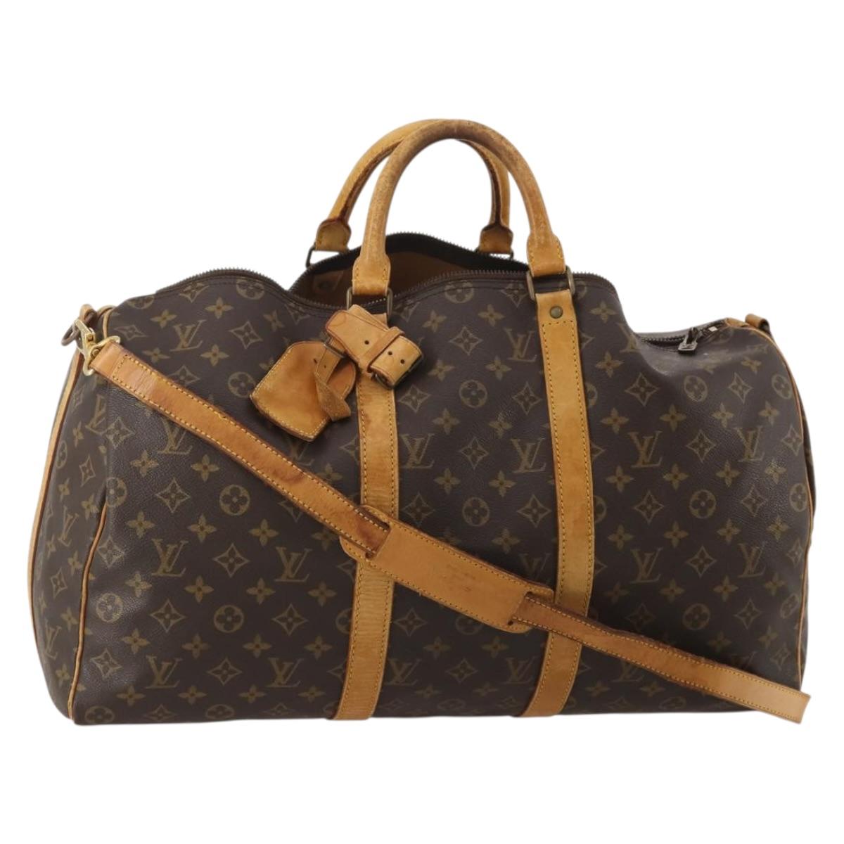 LOUIS VUITTON Monogram Keepall Bandouliere 50 Boston Bag M41416 LV Auth bs36266