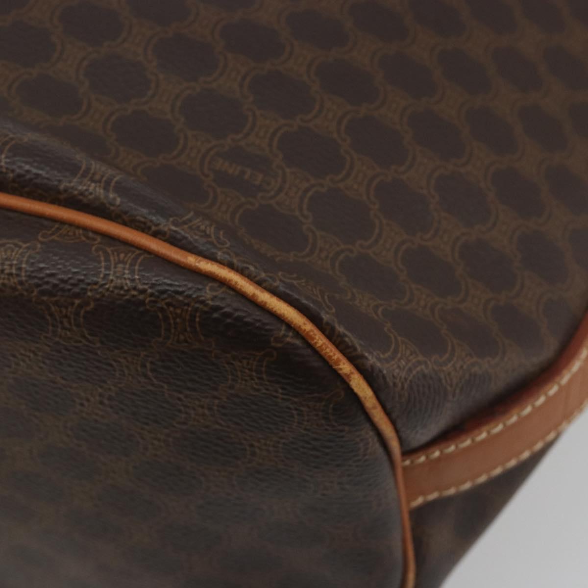 CELINE Macadam Canvas Shoulder Bag PVC Leather Brown Gold Auth bs36270