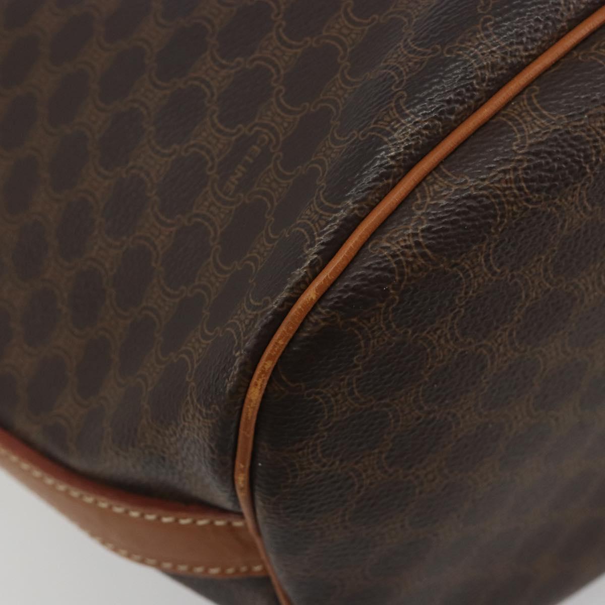 CELINE Macadam Canvas Shoulder Bag PVC Leather Brown Gold Auth bs36270