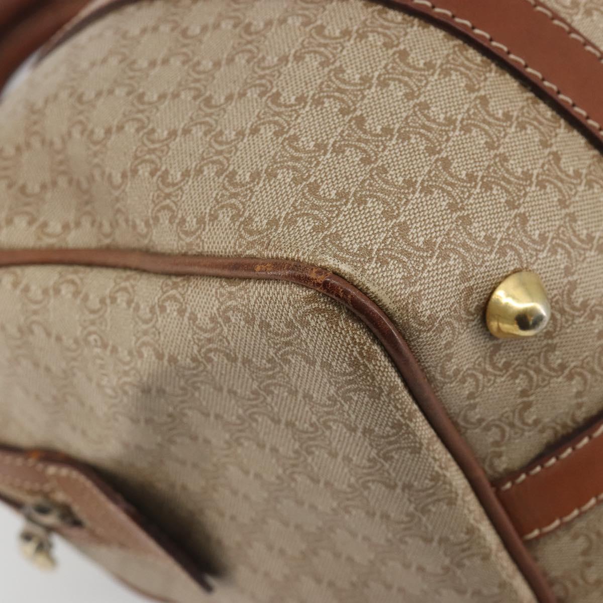CELINE Macadam Canvas Hand Bag PVC Beige Gold Auth bs36271