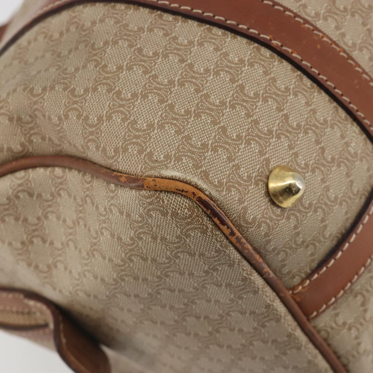CELINE Macadam Canvas Hand Bag PVC Beige Gold Auth bs36271