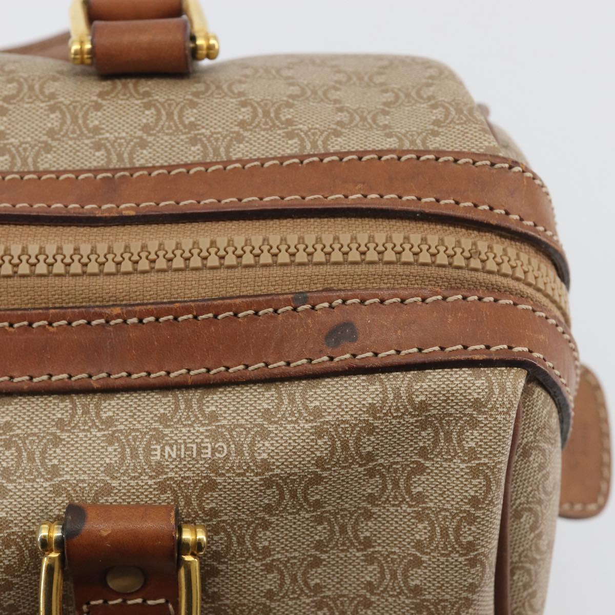 CELINE Macadam Canvas Hand Bag PVC Beige Gold Auth bs36271