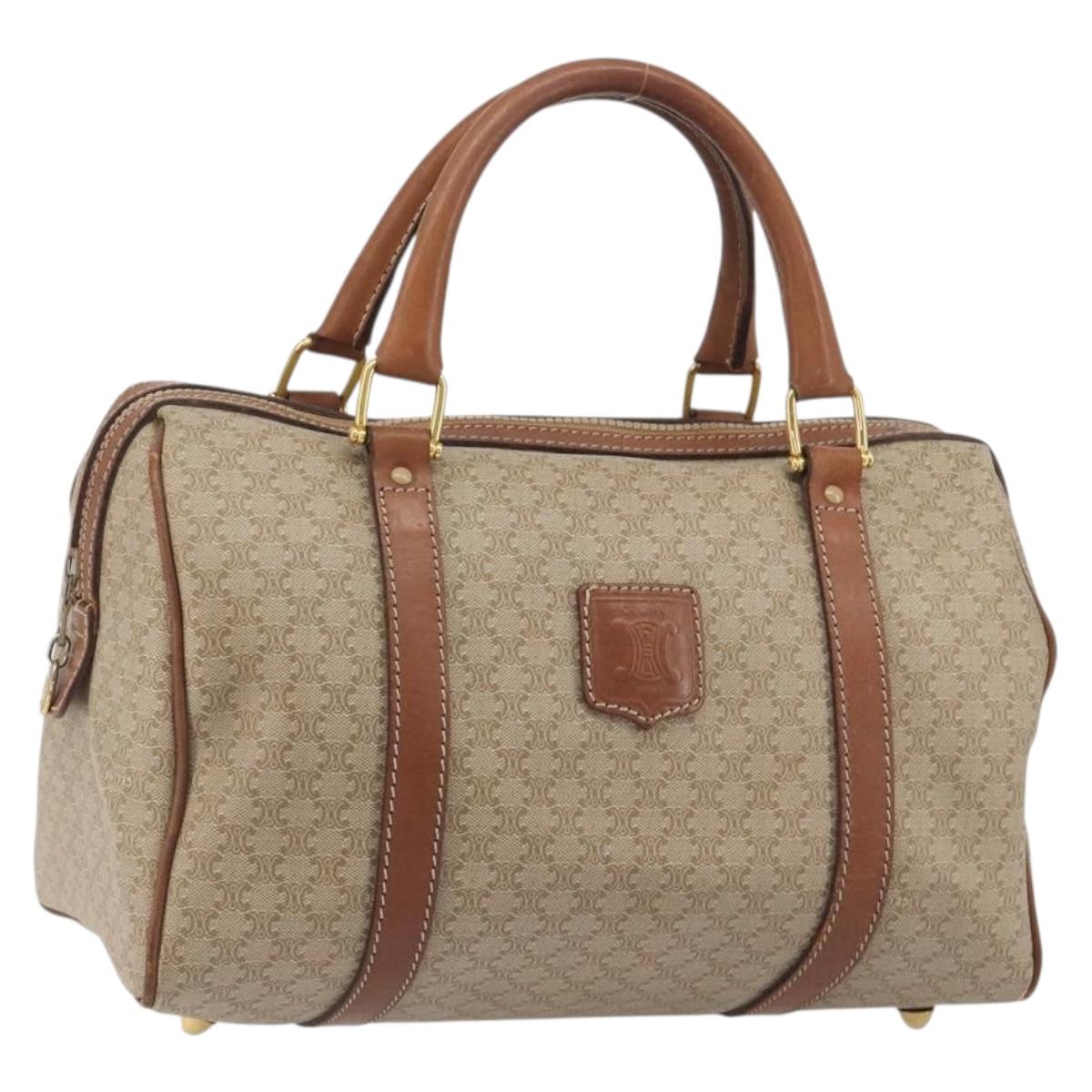 CELINE Macadam Canvas Hand Bag PVC Beige Gold Auth bs36271