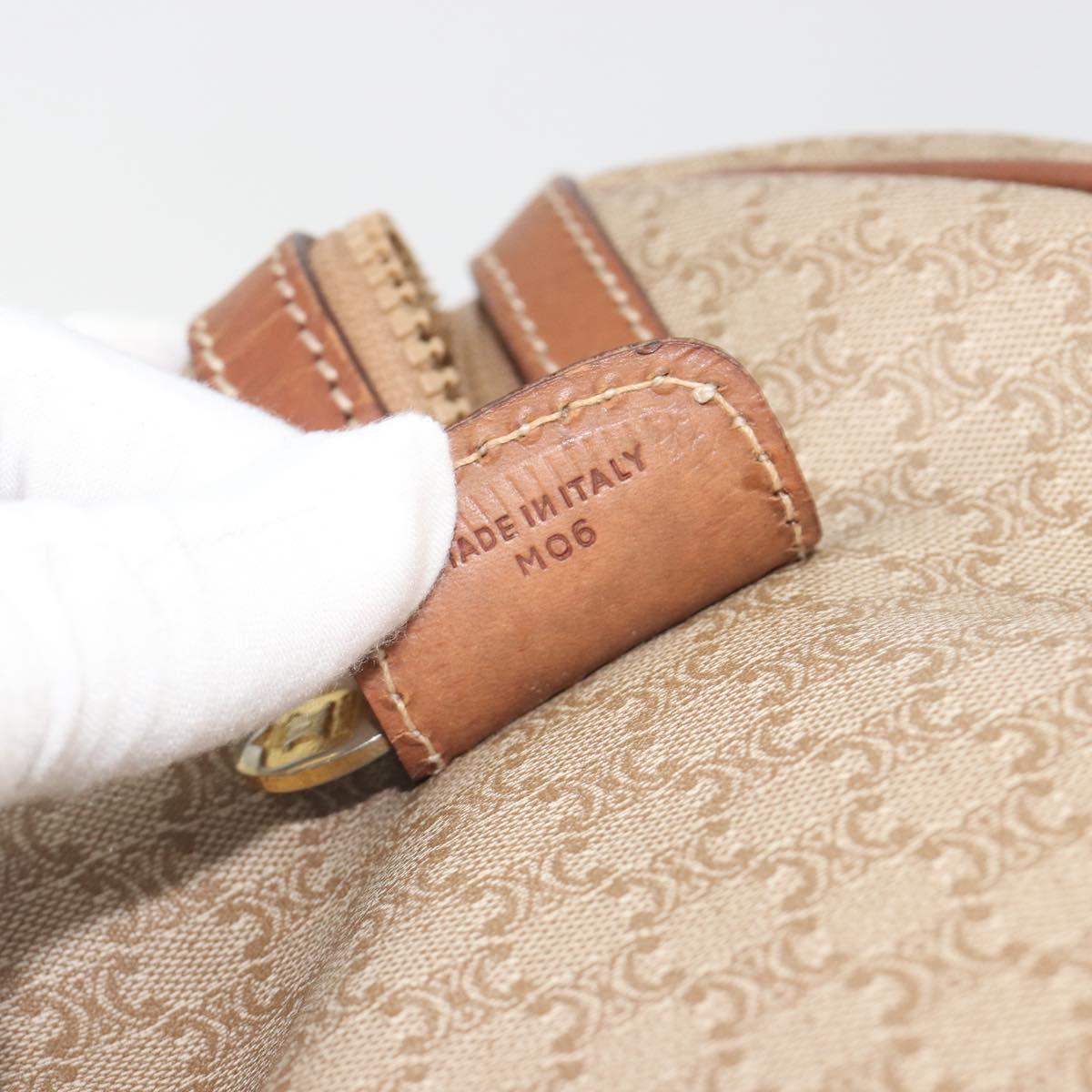 CELINE Macadam Canvas Hand Bag PVC Beige Gold Auth bs36271