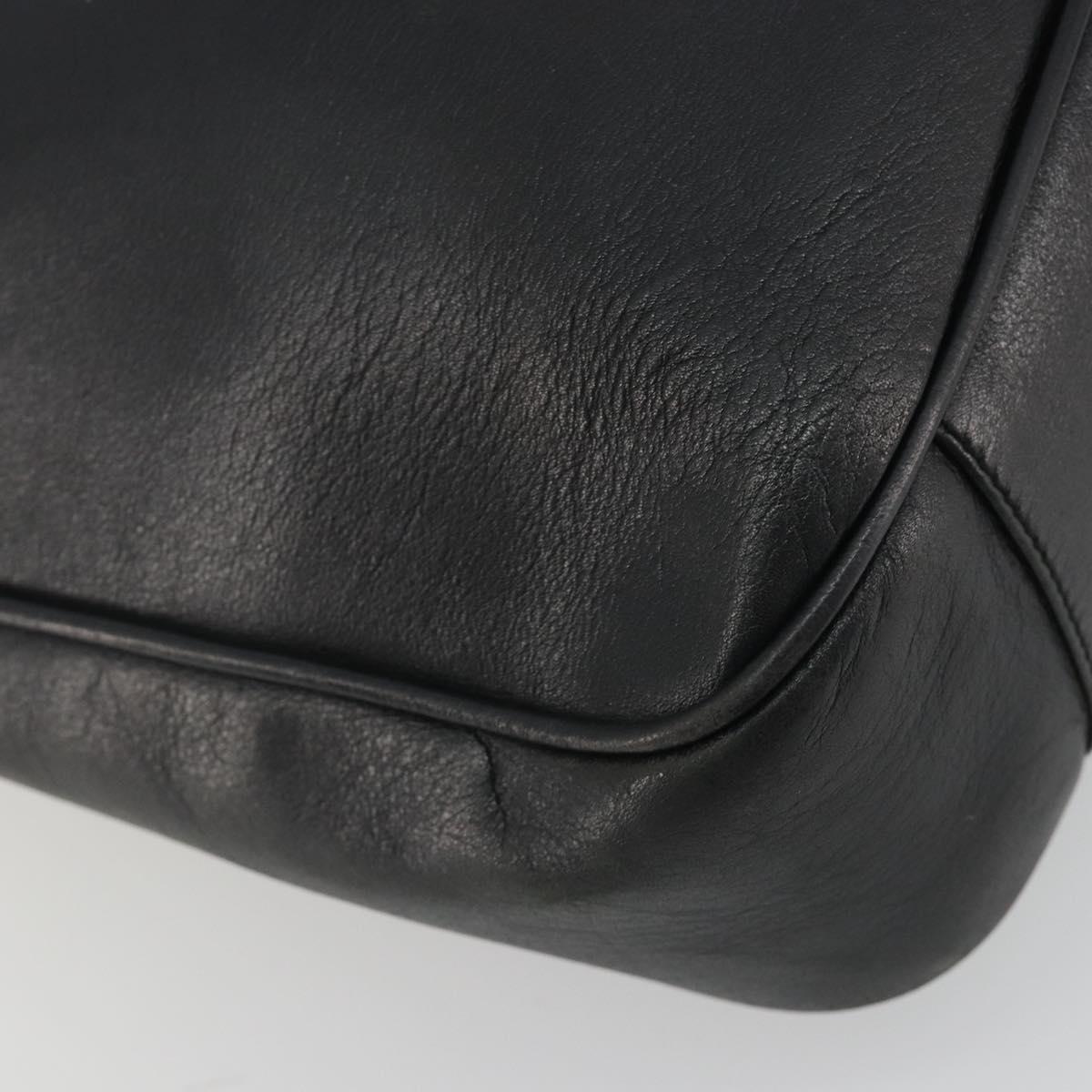 GUCCI Bamboo Shoulder Bag Leather Black Gold 001 2123 1633 Auth bs36272