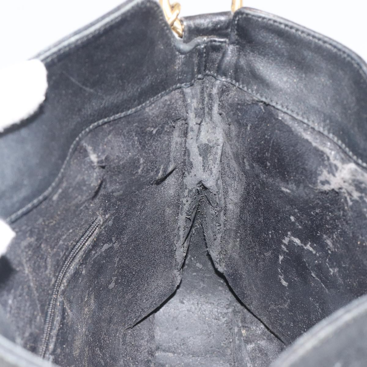 GUCCI Bamboo Shoulder Bag Leather Black Gold 001 2123 1633 Auth bs36272
