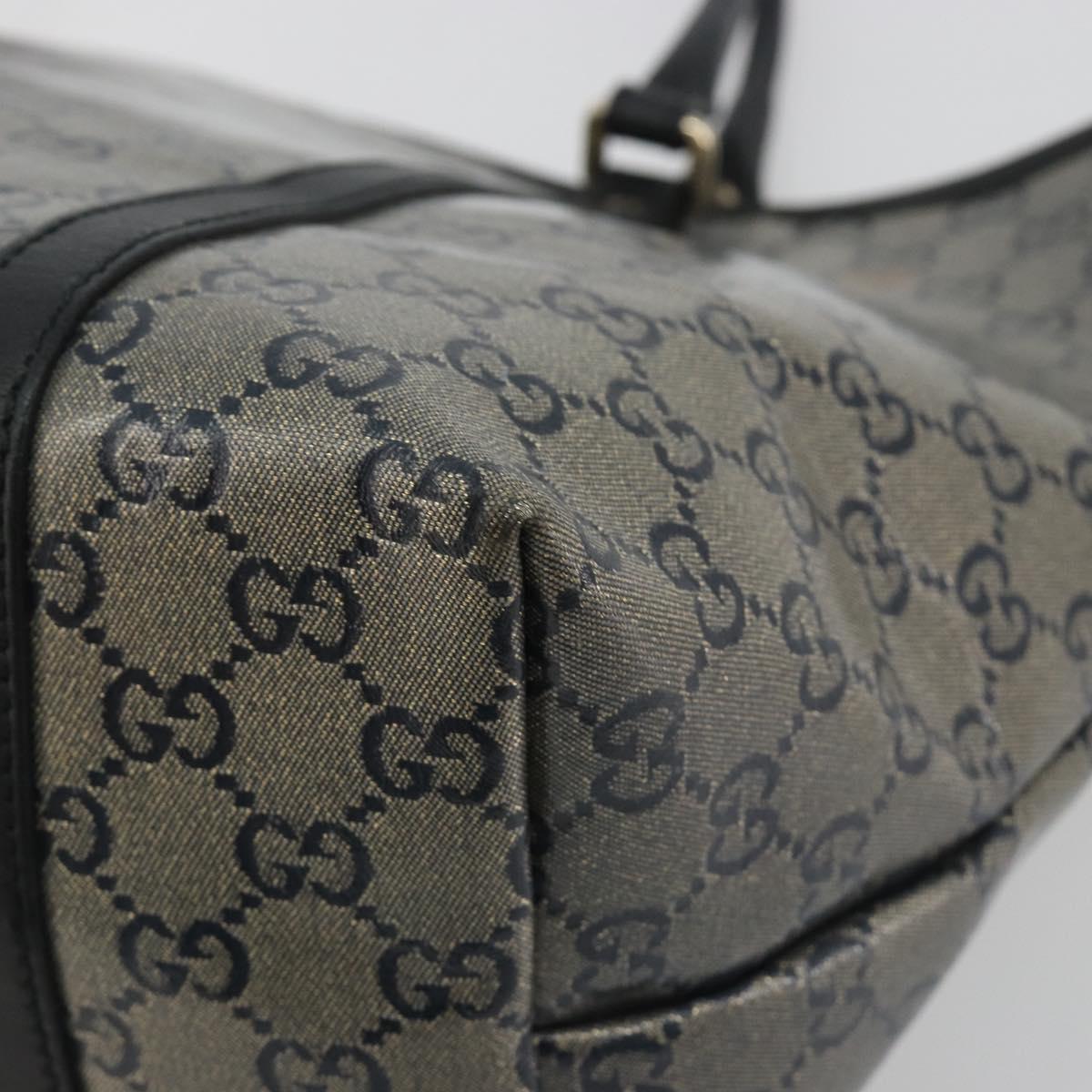 GUCCI GG Crystal Tote Bag Coated Canvas Navy Gold 197953 Auth bs36273