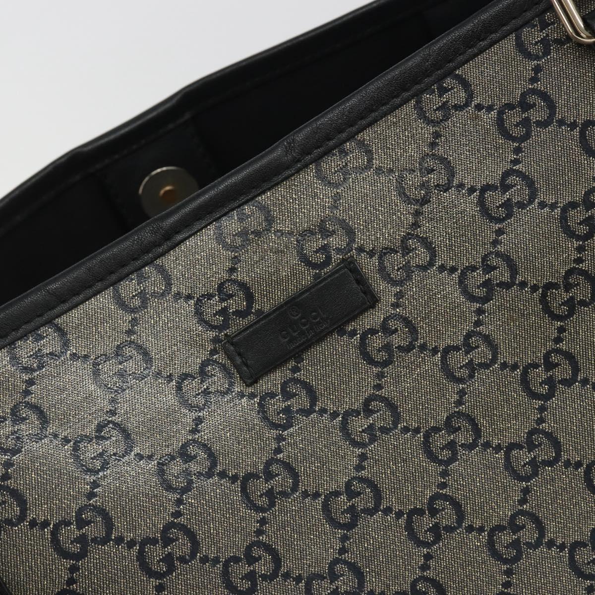 GUCCI GG Crystal Tote Bag Coated Canvas Navy Gold 197953 Auth bs36273