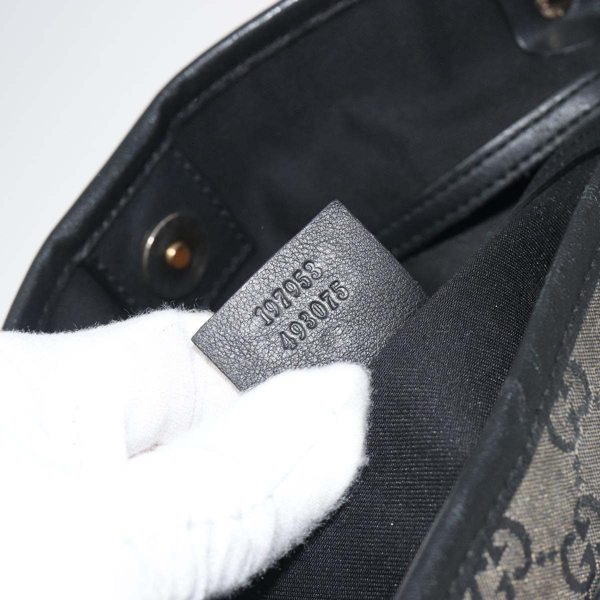 GUCCI GG Crystal Tote Bag Coated Canvas Navy Gold 197953 Auth bs36273