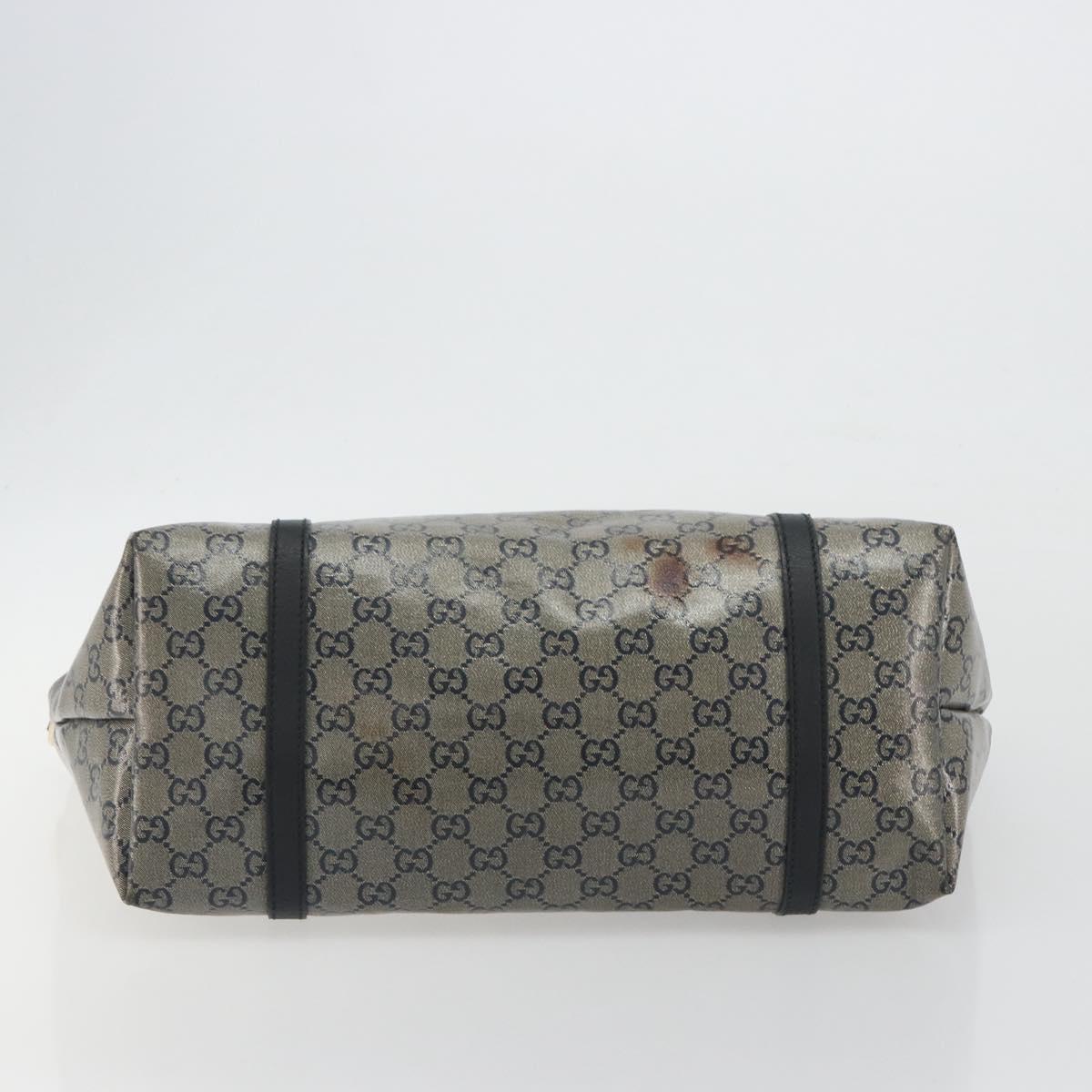 GUCCI GG Crystal Tote Bag Coated Canvas Navy Gold 197953 Auth bs36273