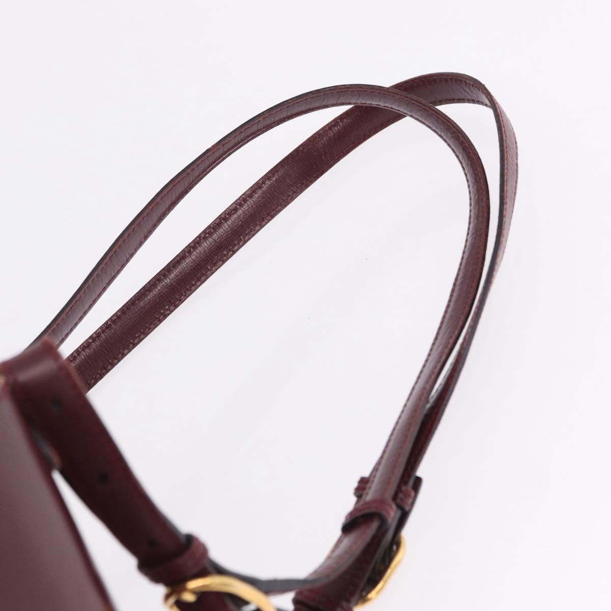 CARTIER Backpack Leather Bordeaux Gold Auth bs36274