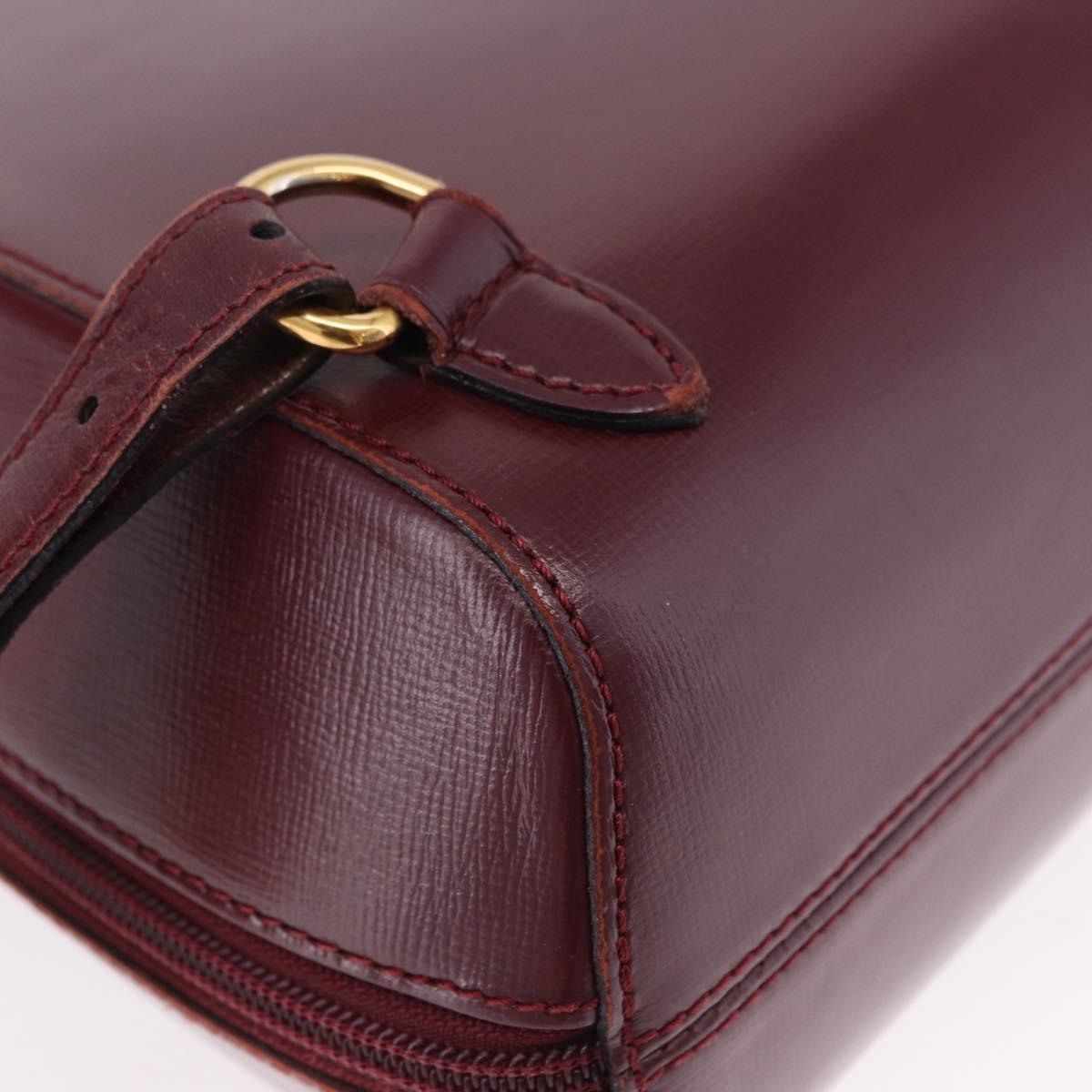 CARTIER Backpack Leather Bordeaux Gold Auth bs36274