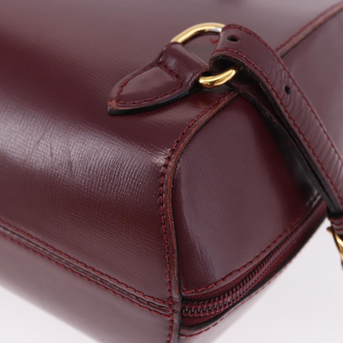 CARTIER Backpack Leather Bordeaux Gold Auth bs36274