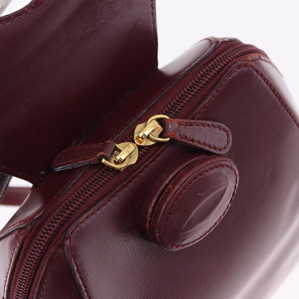 CARTIER Backpack Leather Bordeaux Gold Auth bs36274