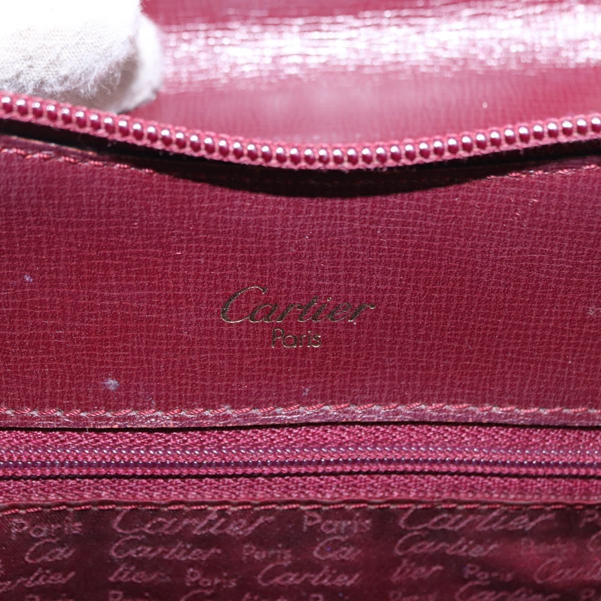 CARTIER Backpack Leather Bordeaux Gold Auth bs36274
