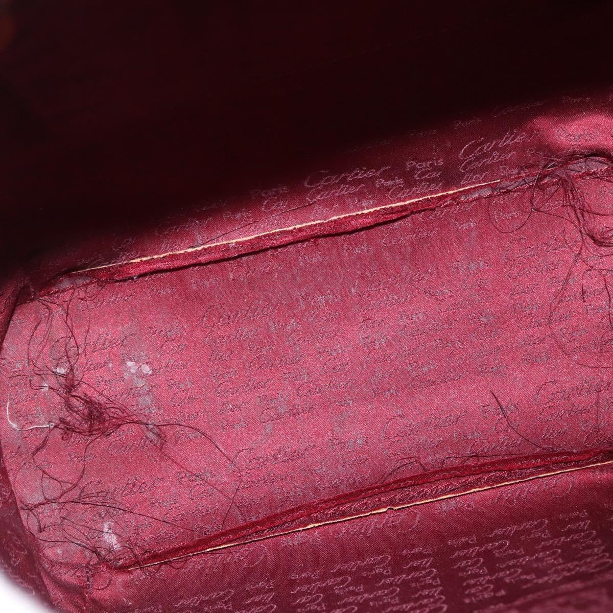 CARTIER Backpack Leather Bordeaux Gold Auth bs36274