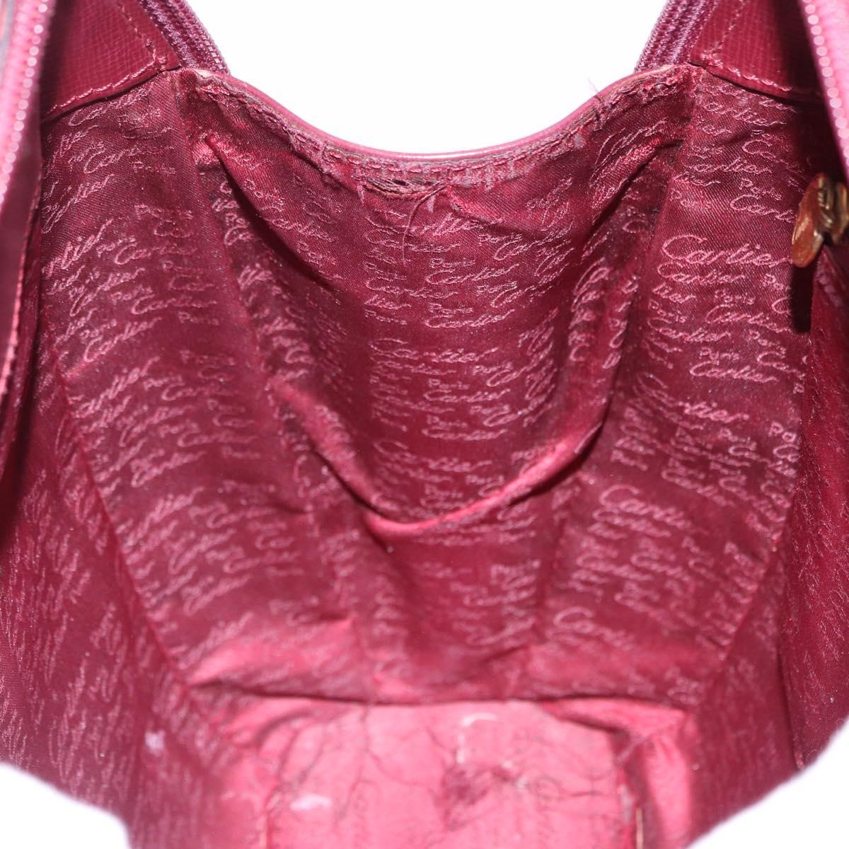 CARTIER Backpack Leather Bordeaux Gold Auth bs36274