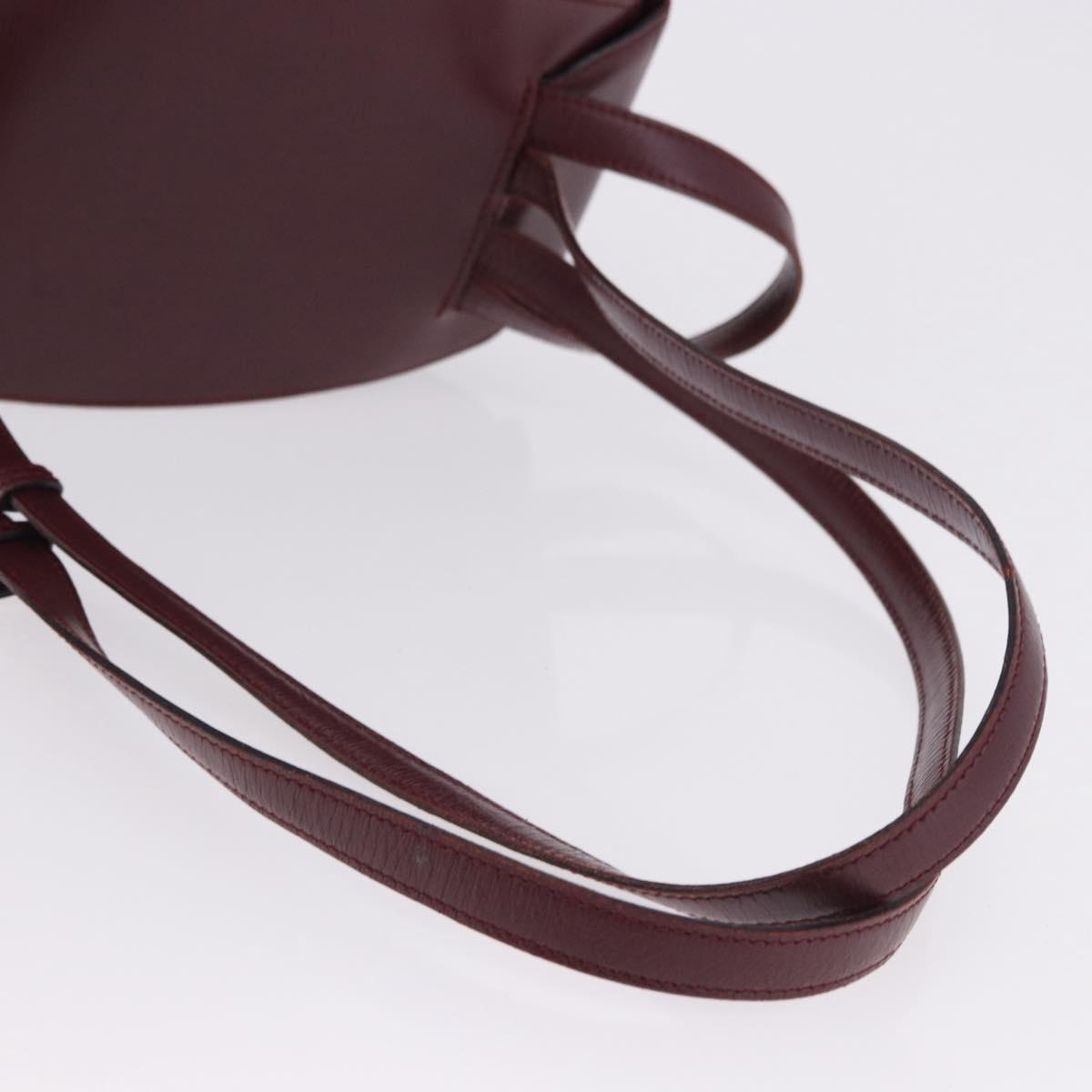 CARTIER Backpack Leather Bordeaux Gold Auth bs36274