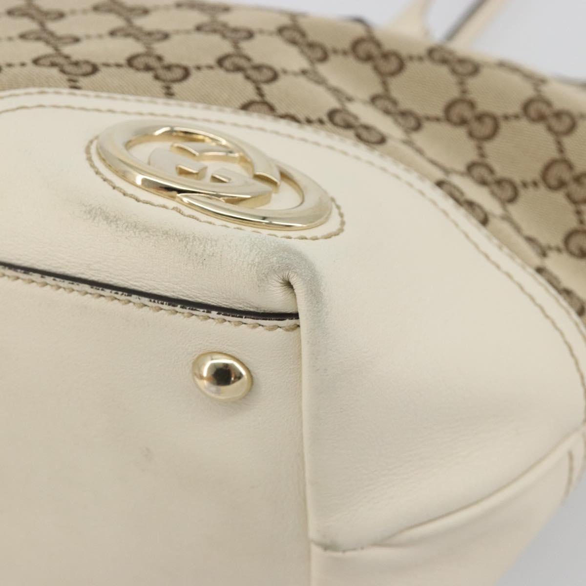 GUCCI GG Canvas Hand Bag Beige Gold 169946 Auth bs36275