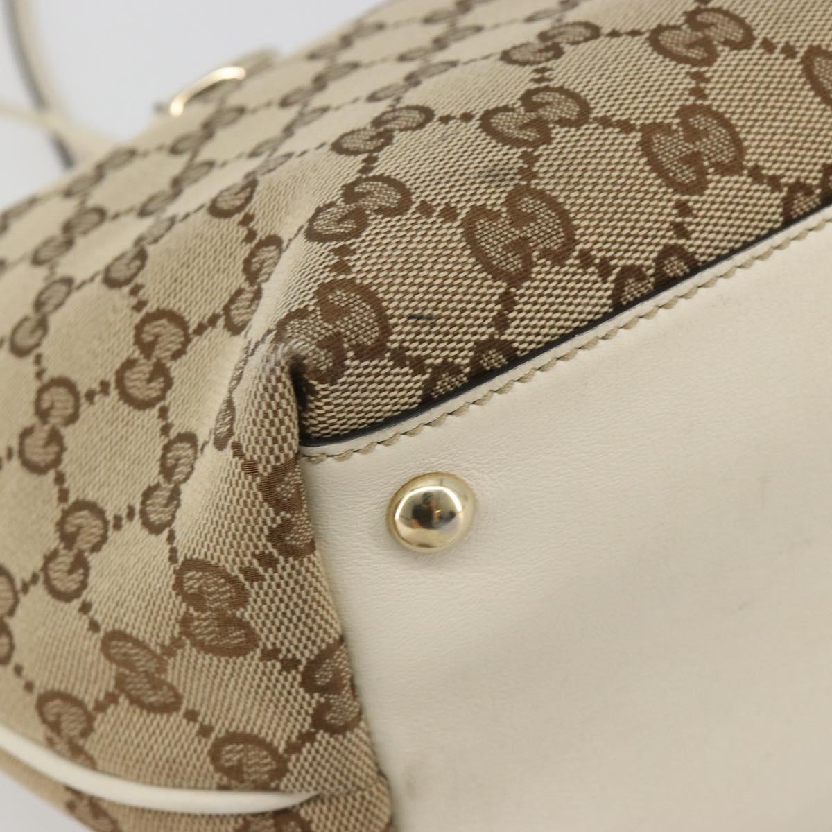 GUCCI GG Canvas Hand Bag Beige Gold 169946 Auth bs36275