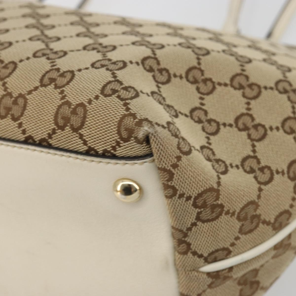 GUCCI GG Canvas Hand Bag Beige Gold 169946 Auth bs36275