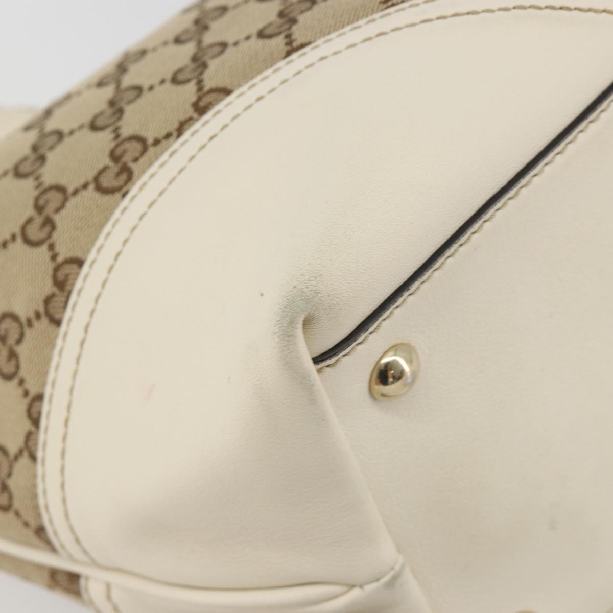 GUCCI GG Canvas Hand Bag Beige Gold 169946 Auth bs36275