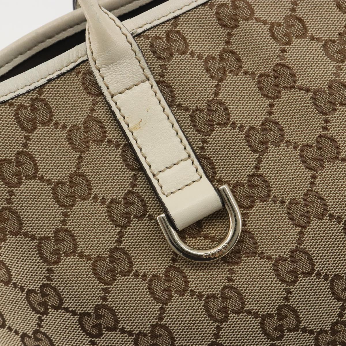 GUCCI GG Canvas Hand Bag Beige Gold 169946 Auth bs36275