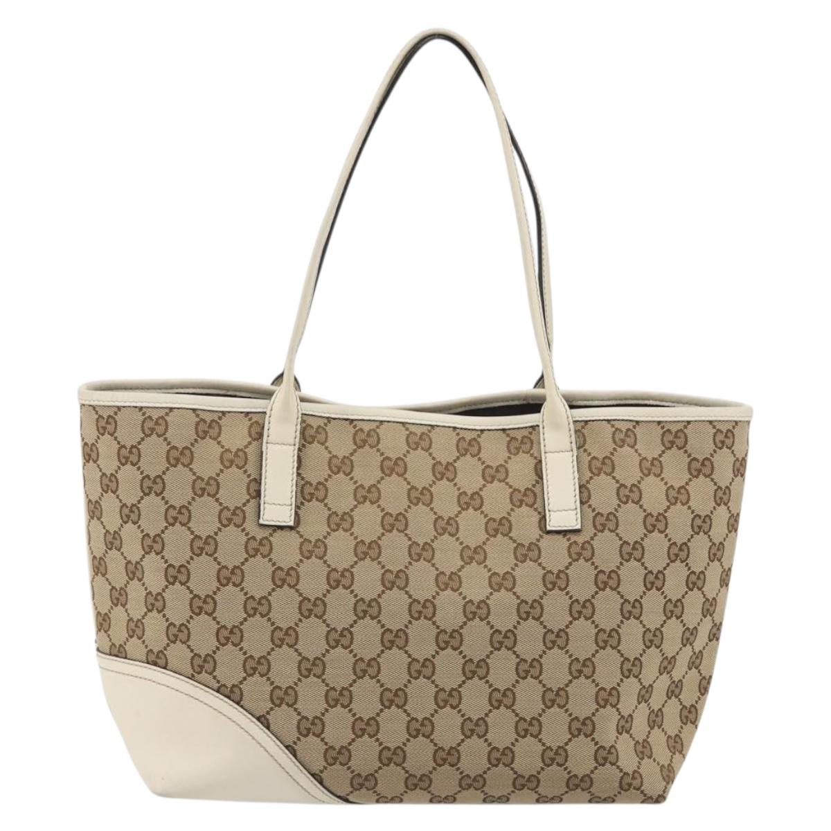 GUCCI GG Canvas Hand Bag Beige Gold 169946 Auth bs36275