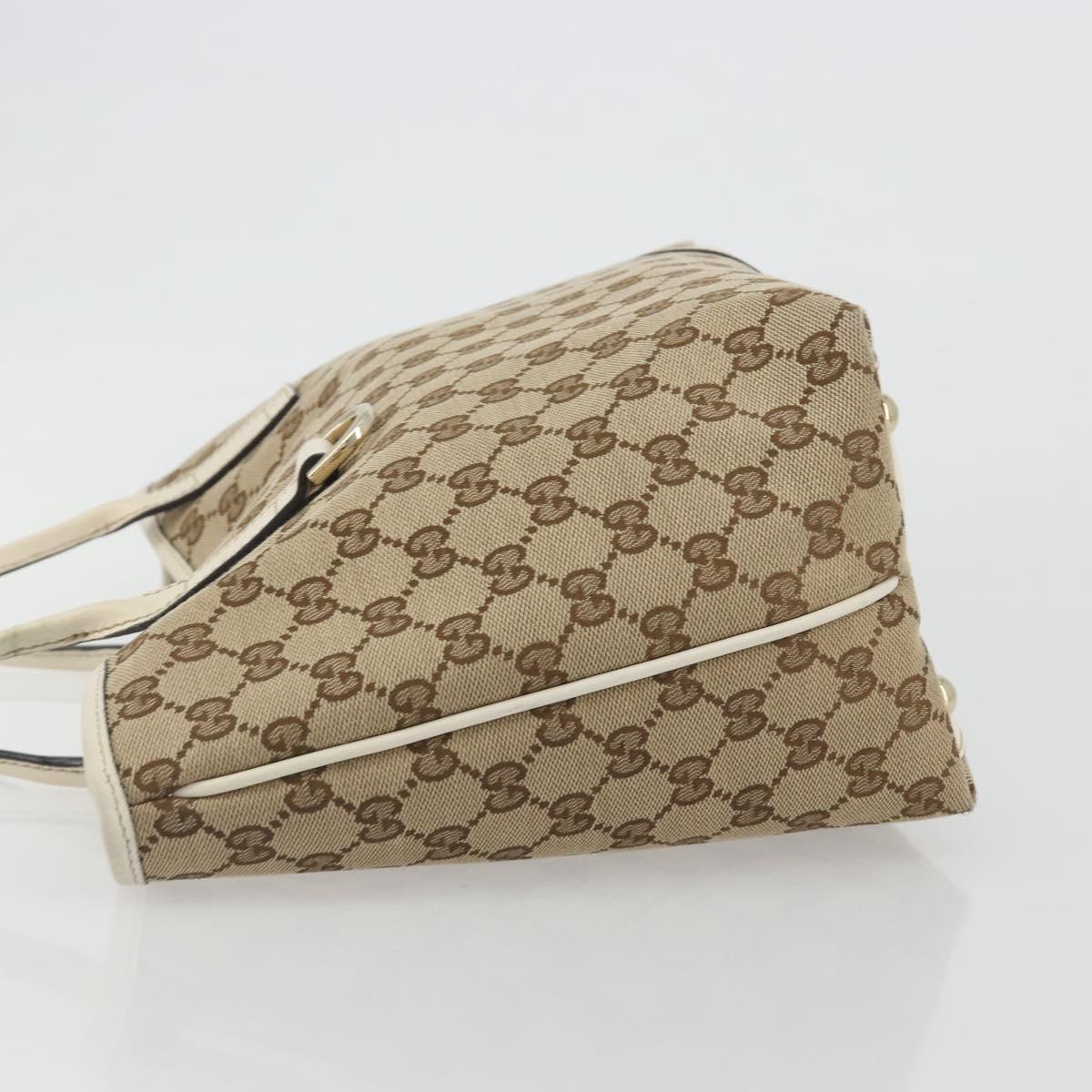GUCCI GG Canvas Hand Bag Beige Gold 169946 Auth bs36275