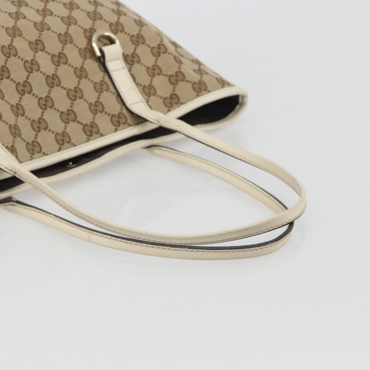 GUCCI GG Canvas Hand Bag Beige Gold 169946 Auth bs36275