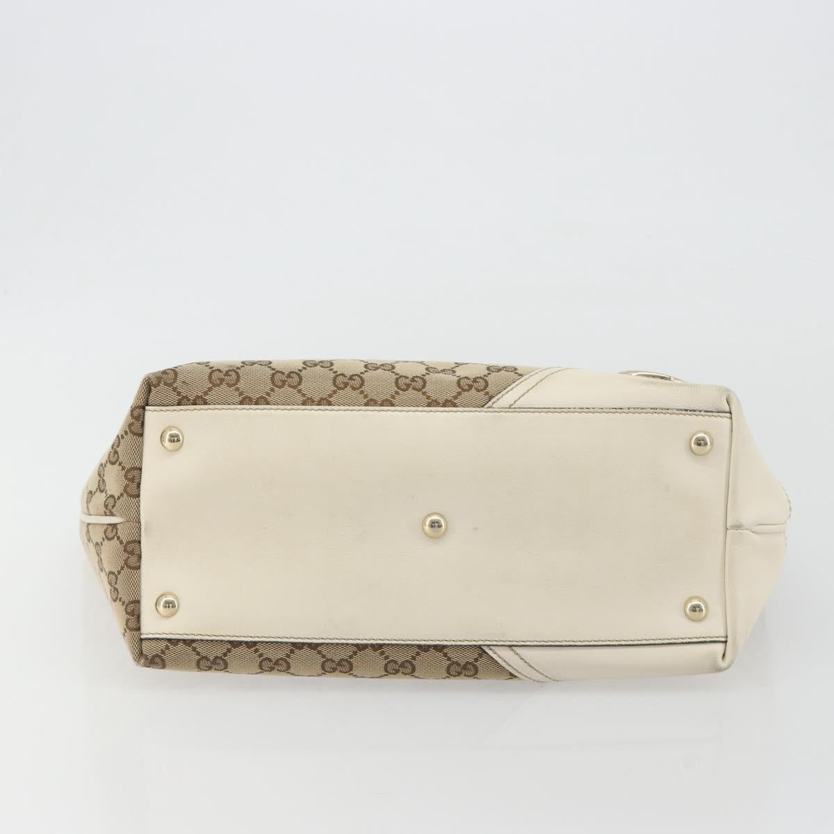 GUCCI GG Canvas Hand Bag Beige Gold 169946 Auth bs36275