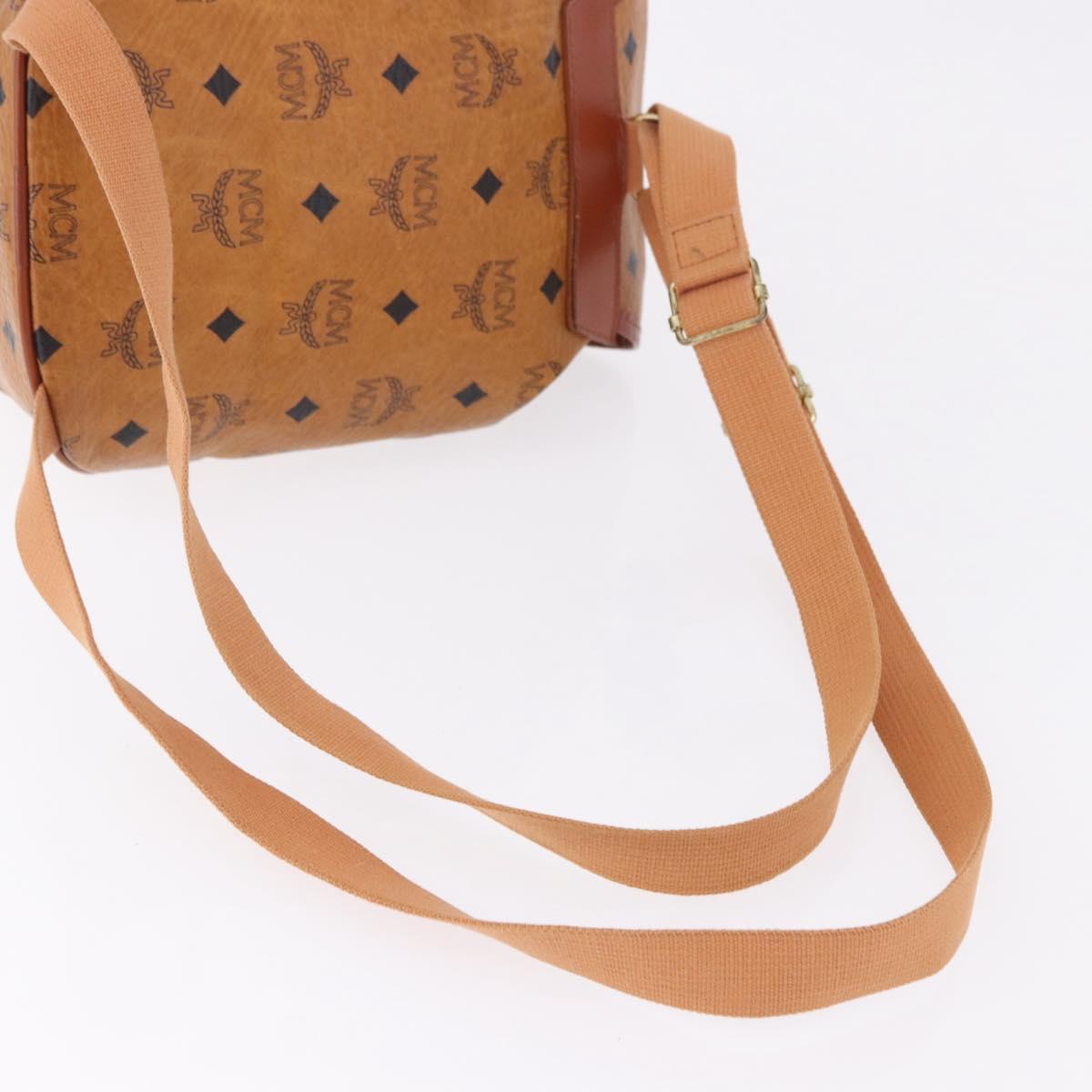 MCM Vicetos Logogram Backpack PVC Beige Gold Auth bs36277