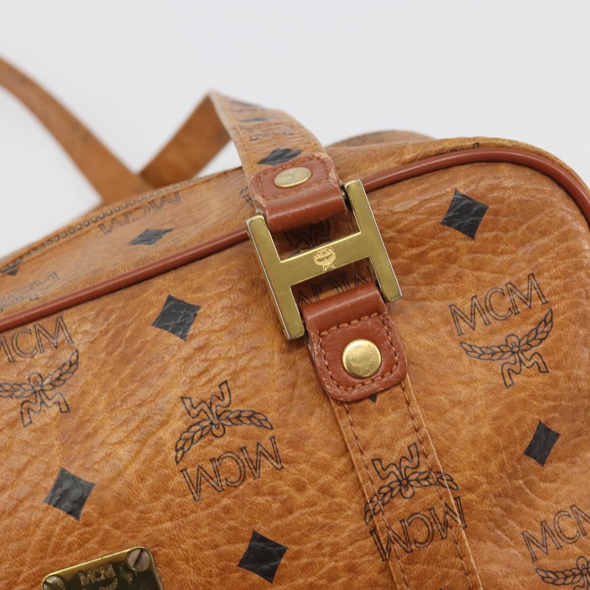 MCM Vicetos Logogram Hand Bag PVC Leather Brown Gold Auth bs36278