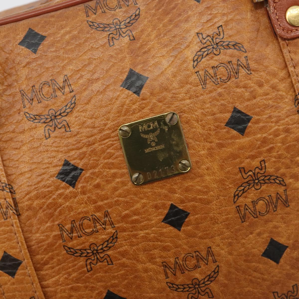 MCM Vicetos Logogram Hand Bag PVC Leather Brown Gold Auth bs36278