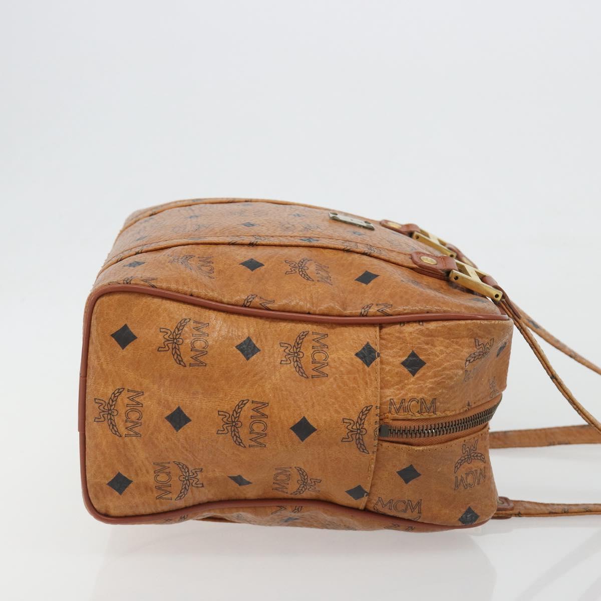 MCM Vicetos Logogram Hand Bag PVC Leather Brown Gold Auth bs36278