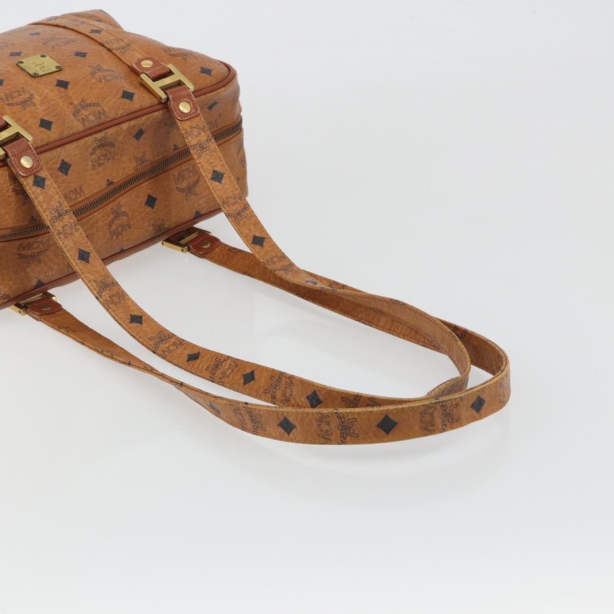MCM Vicetos Logogram Hand Bag PVC Leather Brown Gold Auth bs36278