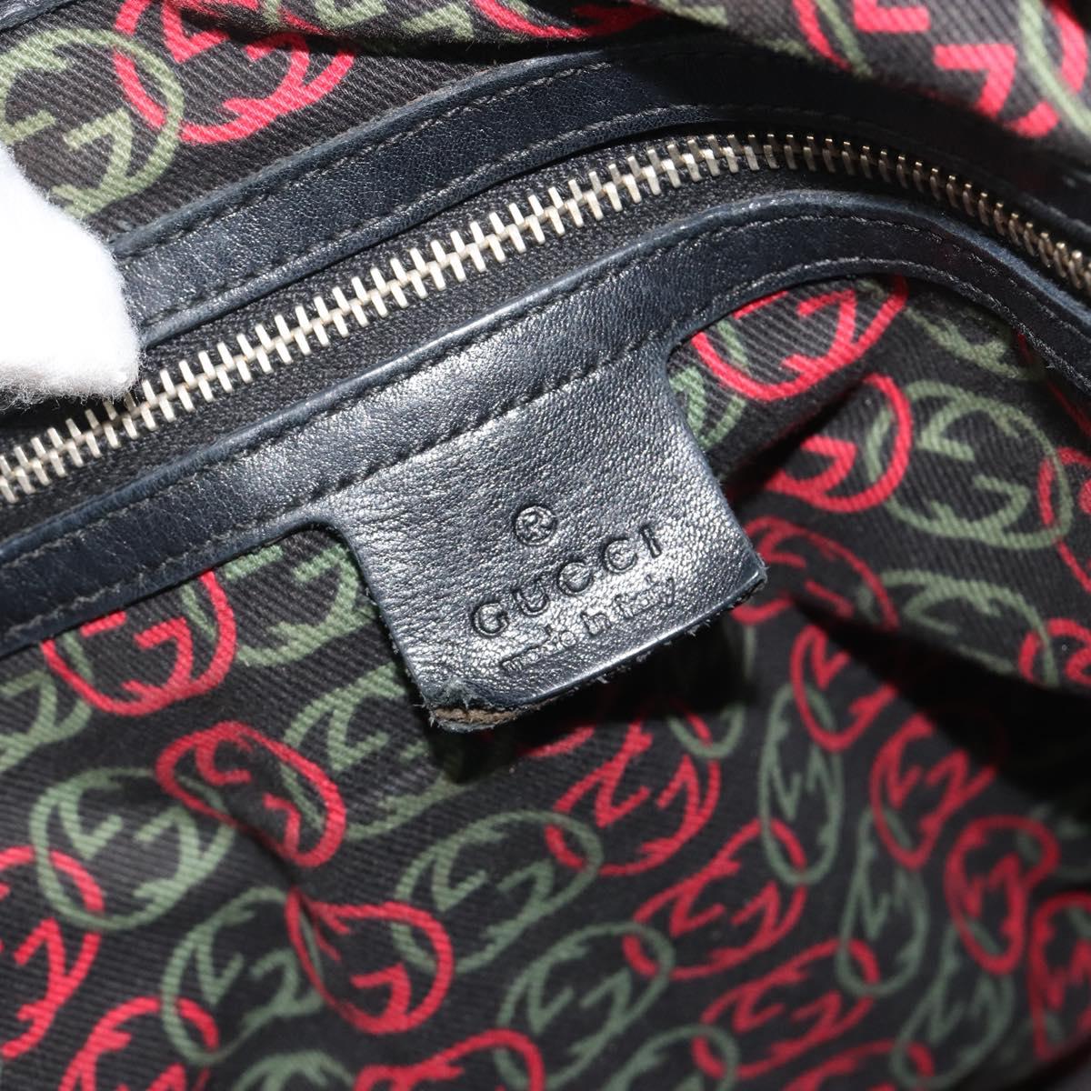 GUCCI New Brit Hand Bag Leather Black Gold 162094 Auth bs36279