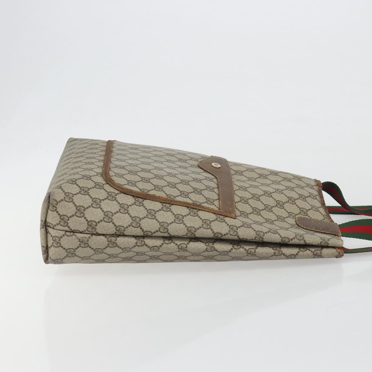 GUCCI GG Supreme Web Sherry Line Tote Bag PVC Beige 39 02 003 Auth bs36280
