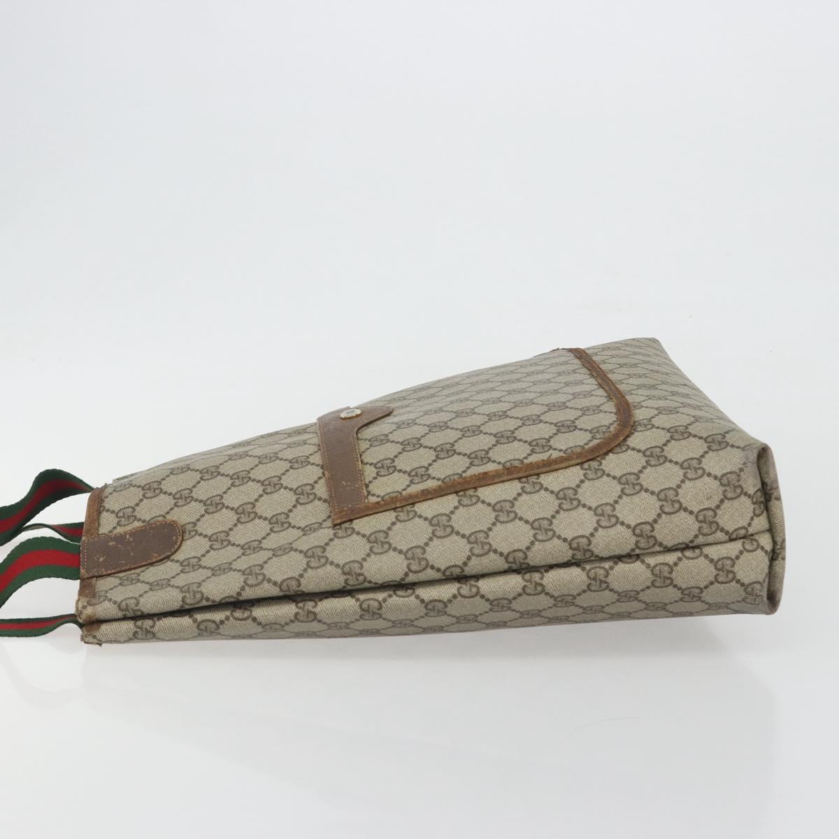 GUCCI GG Supreme Web Sherry Line Tote Bag PVC Beige 39 02 003 Auth bs36280