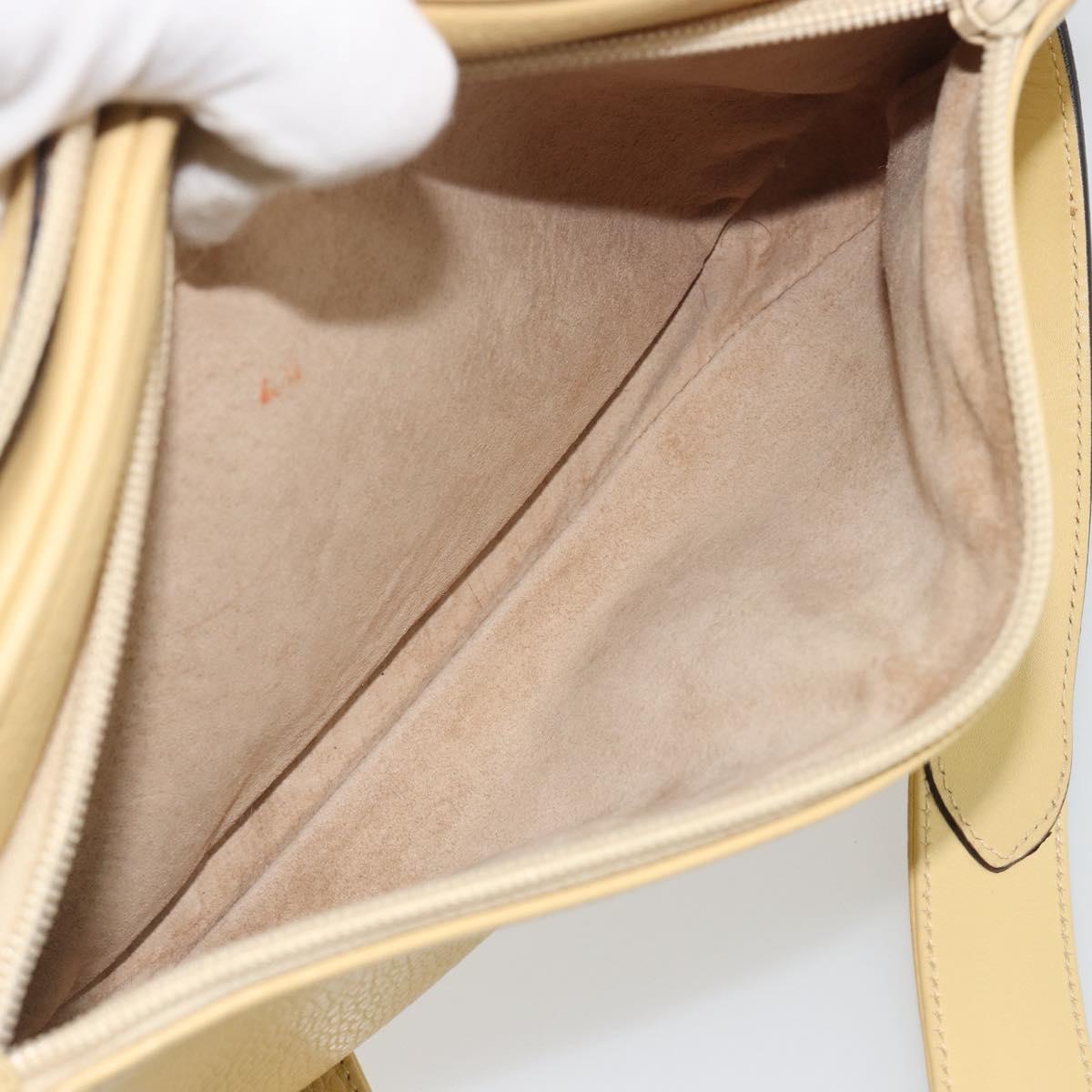GUCCI Shoulder Bag Leather Ivory Gold 001 115 1515 Auth bs36281