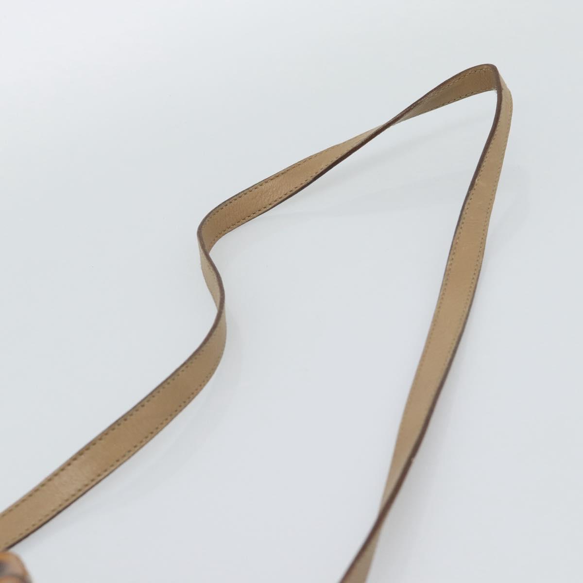 GUCCI Bamboo Hand Bag Leather 2way Beige Gold 000 1046 0290 Auth bs36282