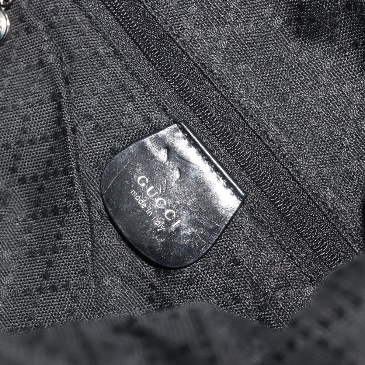 GUCCI Bamboo Hand Bag Nylon Black Silver 001 1998 1577 Auth bs36284