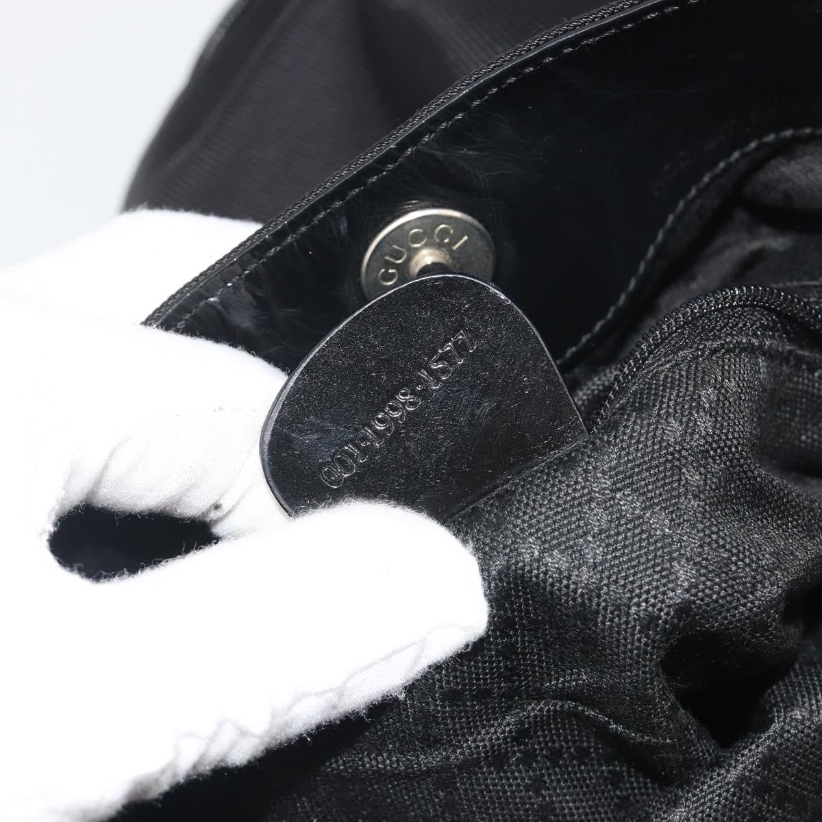 GUCCI Bamboo Hand Bag Nylon Black Silver 001 1998 1577 Auth bs36284